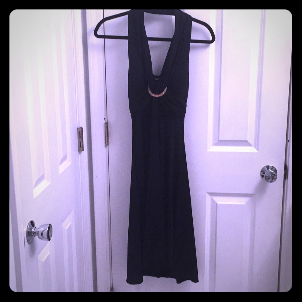 Marylin Monroe-style Black Halter Mini Dress
